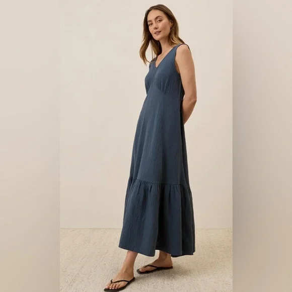 Pact Women's French Navy Coastal
Double Gauze Beach To Brunch Dress M - Picture 4 of 9